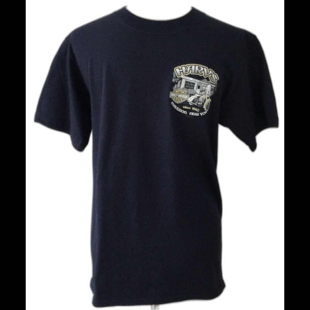 Harley-Davidson T-Shirt Women’s Size S Navy Harv's Macedon NY Motorcycles